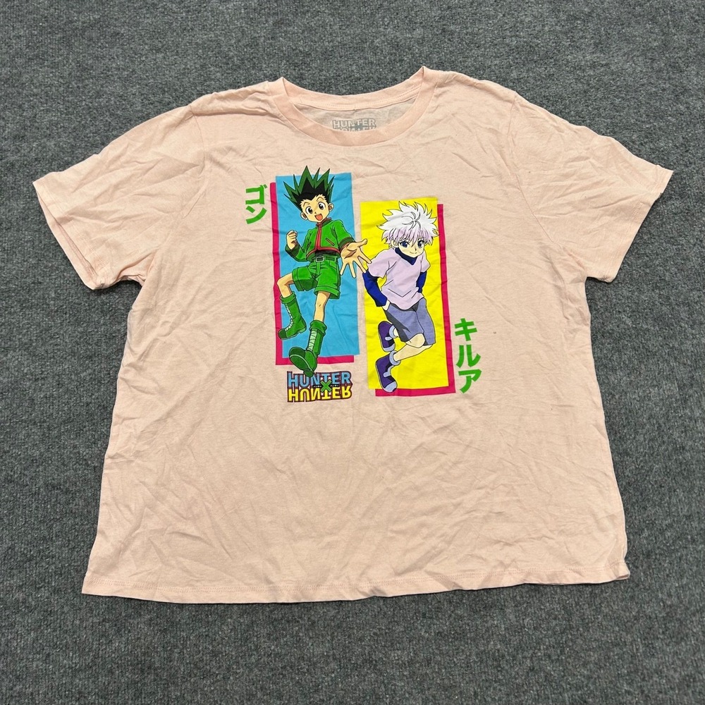 Hunter x Hunter T-Shirt Womens XL Pink Gon Killua Anime Graphic Short Sleeve Tee